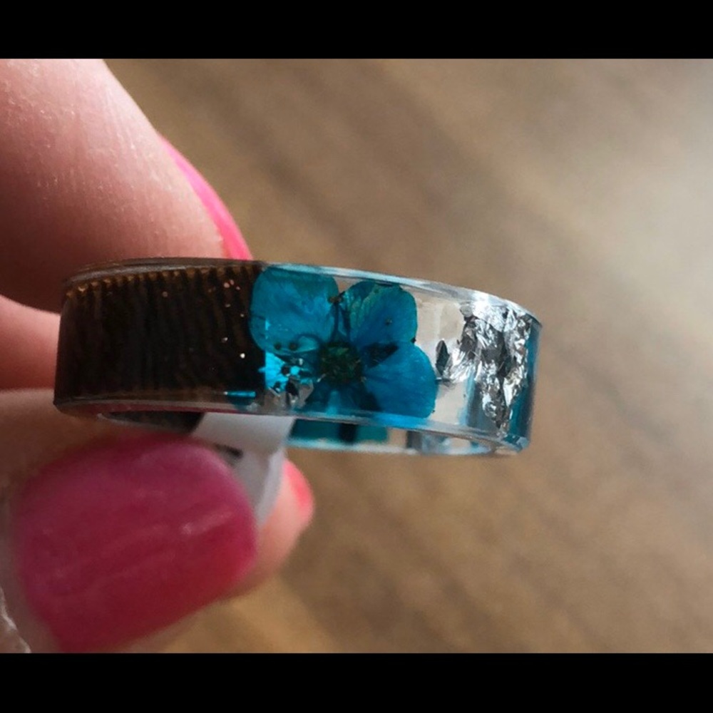 Wood Resin Transparent Floating Flower Ring